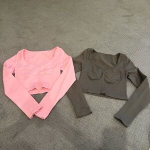 Stylish Pink and Gray Women's Crop Tops